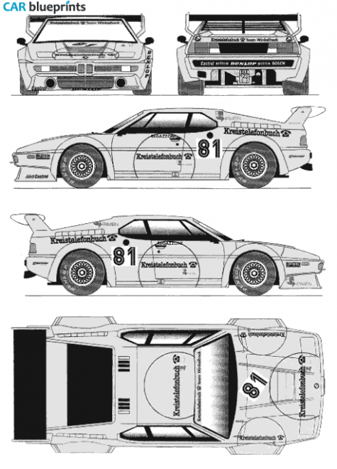 1981 BMW M1 E26 Coupe blueprint