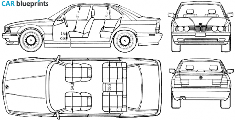 1991 BMW M5 E34 Sedan blueprint