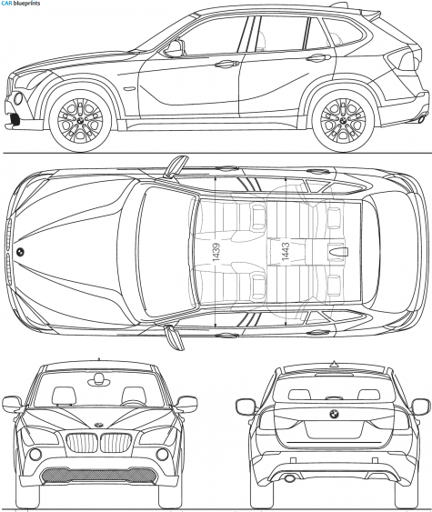 2009 BMW X1 SUV blueprint