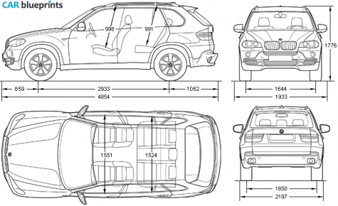 2008 BMW X5 E70 SUV blueprint