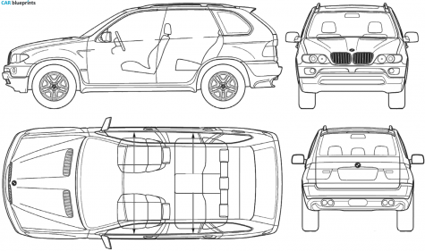 2004 BMW X5 E53 SUV blueprint