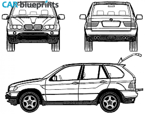 2003 BMW X5 E53 3.0i SUV blueprint