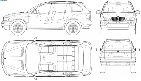 2004 BMW X5 E53 SUV blueprint