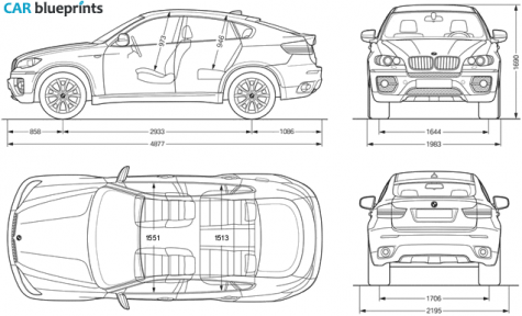 2008 BMW X6 SUV blueprint