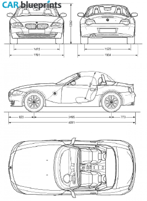 2007 BMW Z4 E85 Roadster Cabriolet blueprint