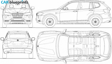 2010 BMW X3 SUV blueprint