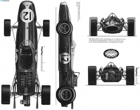 1966 Brabham BT19 F1 OW blueprint