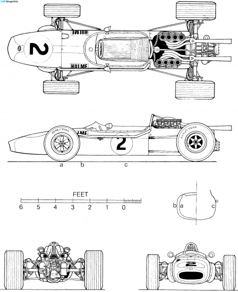 1967 Brabham BT24 F1 GP OW blueprint