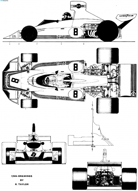 1975 Brabham BT44 F1 OW blueprint