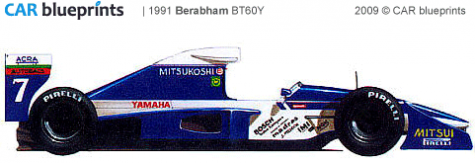 1991 Brabham BT60Y F1 OW blueprint