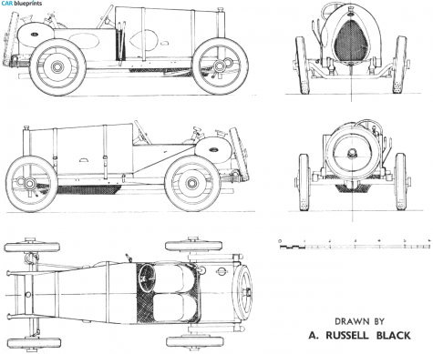 1921 Bugatti Bresci Type 13 OW blueprint