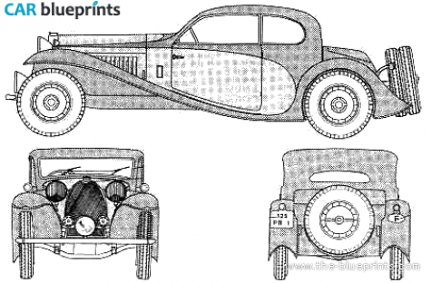 1933 Bugatti T50 Coupe blueprint