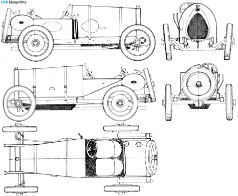 1921 Bugatti Type 23 Brescia OW blueprint