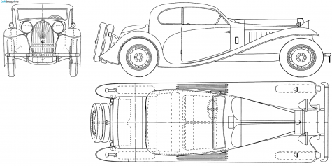 1932 Bugatti Type 50T De Ville Coupe blueprint