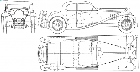 1933 Bugatti Type 50T De Ville Coupe blueprint