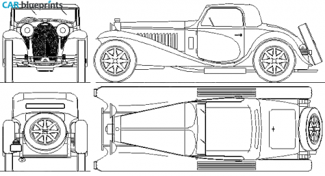 1935 Bugatti Type 55 Coupe blueprint