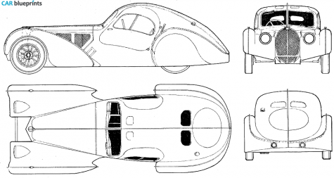 1936 Bugatti Type 57 SC Atlantic Coupe blueprint