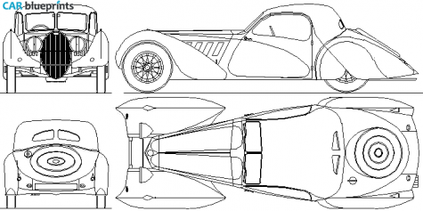 1938 Bugatti Type 57S Corsica Coupe blueprint