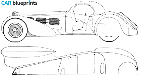 1937 Bugatti Type 57 S Coupe Atalante Coupe blueprint