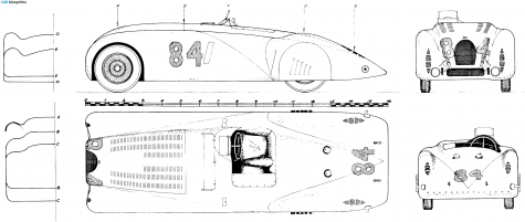 1936 Bugatti Type 57S Tank Cabriolet blueprint