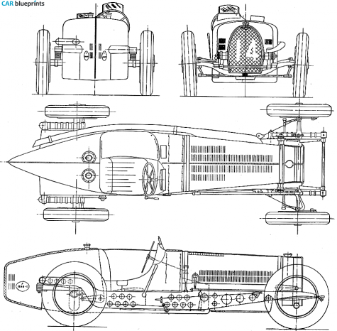 1934 Bugatti Type 59 3.3L GP OW blueprint