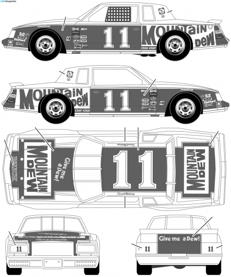 Buick Stock Car No 11 Darrell Waltrip Mountain Dew Coupe blueprint