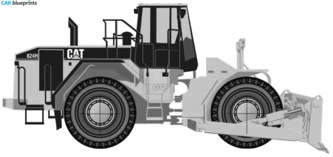 Caterpillar 824H Wheel Dozer Tractor blueprint