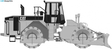 Caterpillar 825H Soil Compactor Tractor blueprint