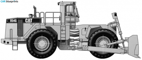 Caterpillar 854G Wheel Dozer Tractor blueprint