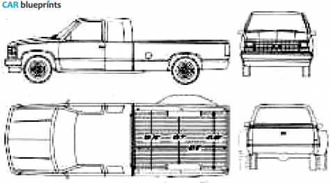 1990 Chevrolet C/K Extended Cab Long Box Pick-up blueprint