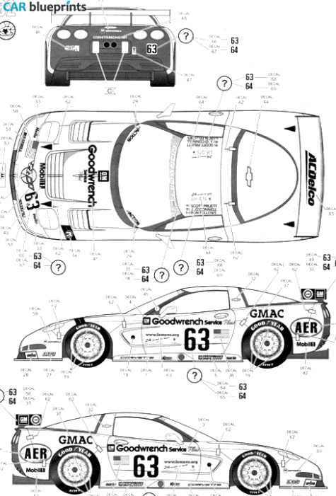 2001 Chevrolet Corvette C6R Le Mans Coupe blueprint