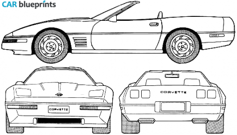 1992 Chevrolet Corvette C4 Convertible Cabriolet blueprint