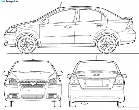 2010 Chevrolet KR Aveo 4-door Sedan blueprint