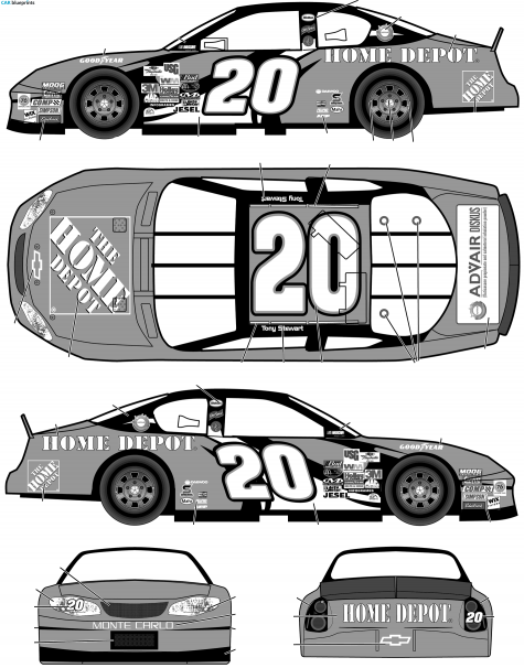 2003 Chevrolet Monte Carlo No 20 Tony Stewart Home Depot Coupe blueprint