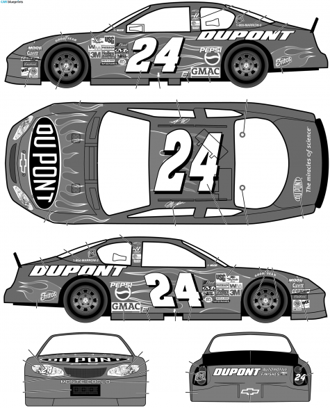 2003 Chevrolet Monte Carlo No 24 Jeff Gordon Dupont Coupe blueprint