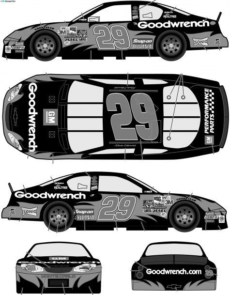 2003 Chevrolet Monte Carlo No 29 Kevin Harvick GM Goodwrench Coupe blueprint