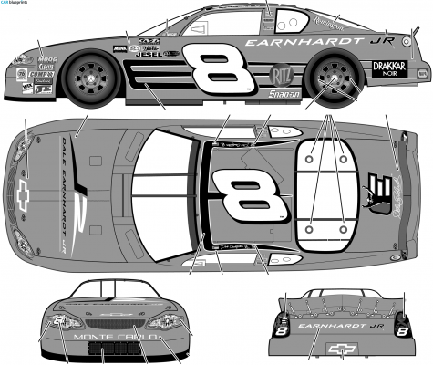 2003 Chevrolet Monte Carlo No 8 Dale Earnhardt Jr Coupe blueprint