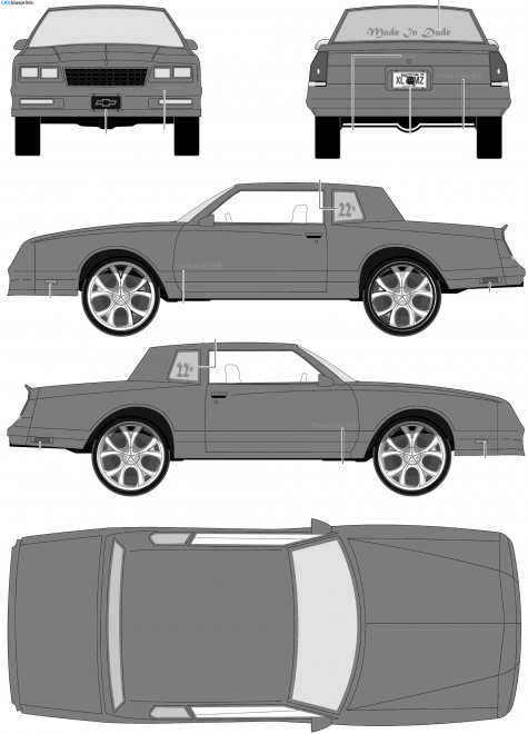 1986 Chevrolet Monte Carlo Donk Coupe blueprint