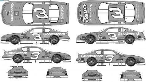 2001 Chevrolet Monte Carlo Stock Car No 3 Dale Earnhardt Goodwrench Service Plus Coupe blueprint