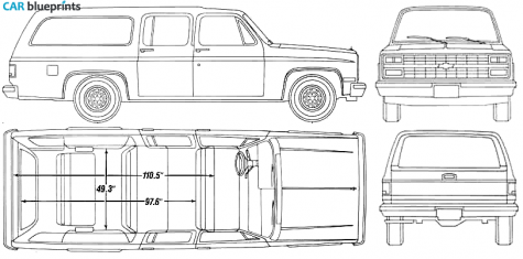 1990 Chevrolet Suburban SUV blueprint