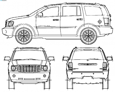 2008 Chrysler Aspen SUV blueprint