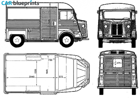 1974 Citroen H 1000kg Van blueprint