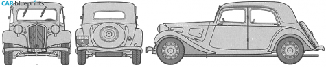 1939 Citroen 11CV Traction Avant Sedan blueprint