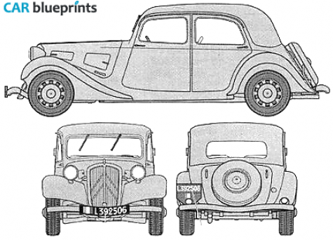 1939 Citroen 11CV Traction Avant Sedan blueprint