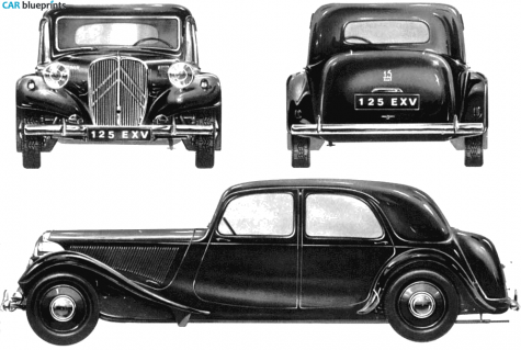 1955 Citroen 15CV Traction Avante 6H Saloon Sedan blueprint