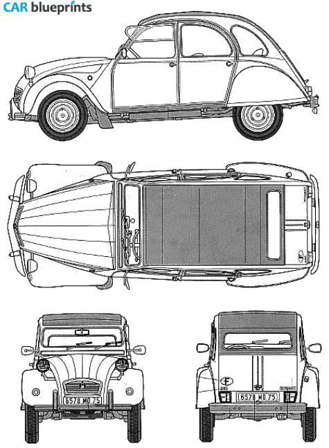 1979 Citroen 2CV Hatchback blueprint