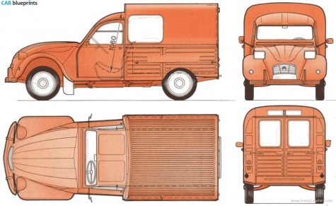 1980 Citroen 2CV 400 Fourgonette Van blueprint