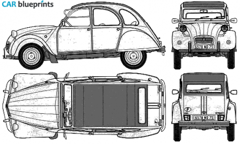 1963 Citroen 2CV6 Hatchback blueprint