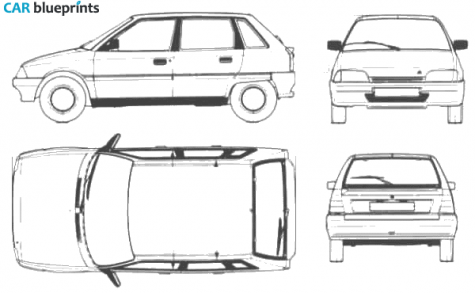 1991 Citroen AX Hatchback blueprint