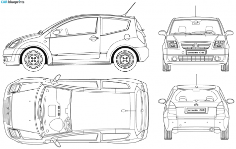 2004 Citroen C2 VTR Hatchback blueprint